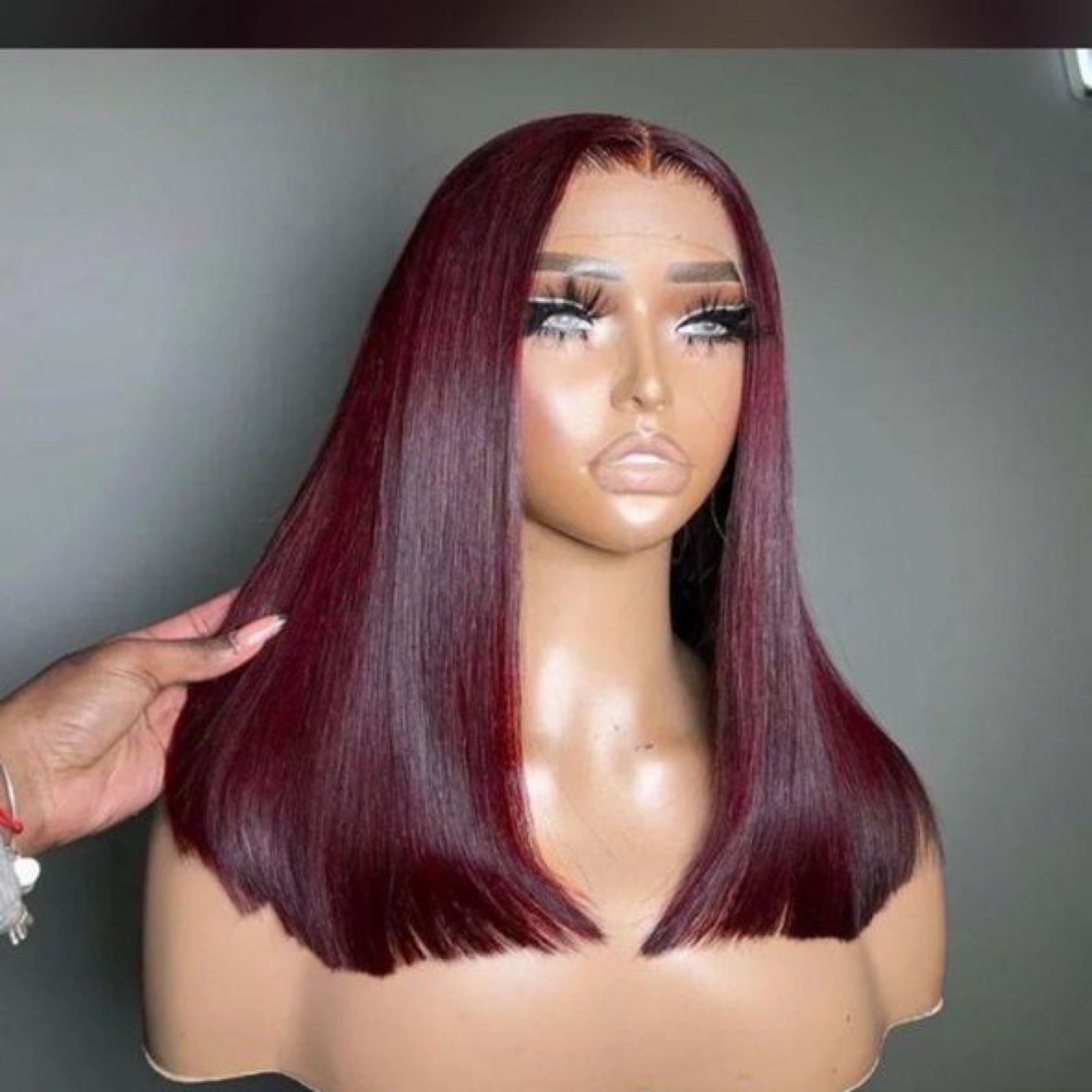 Single Donor Sdd Burgundy Straight Wig 250%, Perseus Hairs photograph